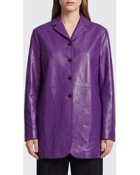Jil Sander - Short Smooth Calf Leather Jacket With Lapel Collar - Lyst
