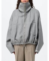 Sportmax - Wool Bomber Jacket With High Neck And Zip Fastening - Lyst