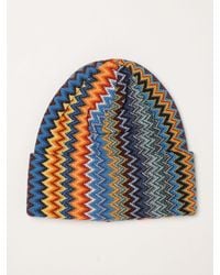 Missoni - Multicolour Zig-Zag Pattern Wool Blend Beanie Hat - Lyst