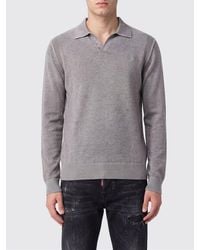 DIESEL - Long-Sleeved V-Neck Knit Polo Shirt - Lyst