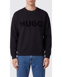HUGO - Crewneck Cotton Sweatshirt With Long Sleeves And Tone-On-Tone Logo - Lyst