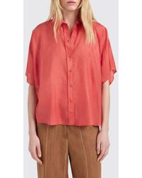 Momoní - Momon&Igrave Relaxed Fit Short-Sleeve Silk Shirt With A Classic French Collar - Lyst