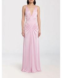 Versace - Long Draped Satin Evening Gown With Off-The-Shoulder Detail - Lyst