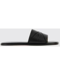 Loewe - Origami Smooth Leather Slide Sandals With Embossed Logo - Lyst