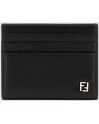 Fendi - Ff Monogram Grained Leather Card Holder - Lyst