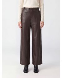 Arma - Smooth Lambskin Leather Mid-Rise Wide-Leg Trousers - Lyst