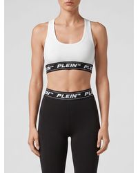 Philipp Plein - Cropped Jersey Top With Square Neckline And Jacquard Logo - Lyst