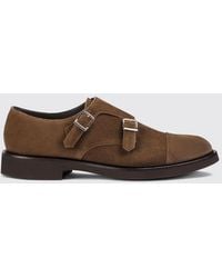 Doucal's - Suede Double Monk Strap Shoes With Round Toe - Lyst