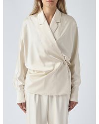 MEIMEIJ - Satin Wrap Shirt With Dropped Shoulders - Lyst
