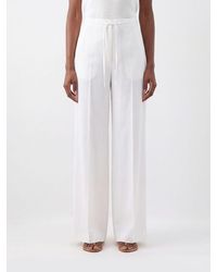 P.A.R.O.S.H. - High-Waisted Cotton Wide-Leg Palazzo Trousers P.A.R.O.S.H. With Drawstring - Lyst