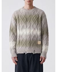 HTC - Abstract Pattern Wool Blend Crewneck Jumper With Logo - Lyst