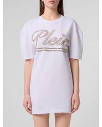 Philipp Plein - Cotton Crew-Neck T-Shirt With Rhinestone Logo - Lyst