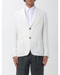Emporio Armani - Single-Breasted Pure Linen Blazer With Notch Lapels And Patch Pockets - Lyst