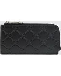 Gucci - Gg Emblem Kreditkartenetui Aus Geprägtem Leder - Lyst