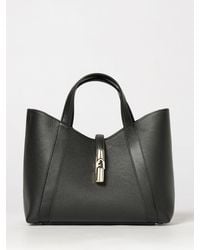 Furla - Goccia Small Grained Leather Tote Bag By With Snap Closure - Lyst