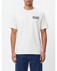 Les Deux - Cotton T-Shirt With Graphic Print And Contrasting Chest Logo - Lyst