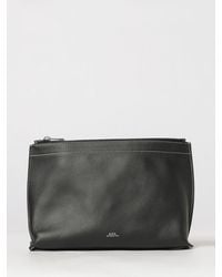 A.P.C. - Hammered Calfskin Clutch With Laminated Logo - Lyst