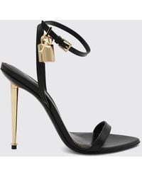 Tom Ford - Padlock Leather Sandals With Stiletto Heel And Lock Detail - Lyst