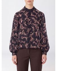 Twinset - Floral Print Viscose Shirt With Mandarin Collar - Lyst