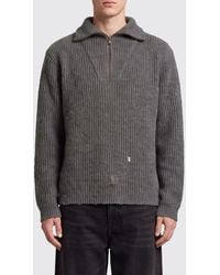 Maison Margiela - Linen And Wool High Neck Jumper With Zip And Distressed Effect - Lyst
