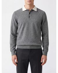 Eleventy - Long-Sleeved Wool And Cashmere Knit Polo - Lyst