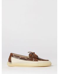 COPENHAGEN - Paia Leather And Cotton Canvas Boat Loafers - Lyst