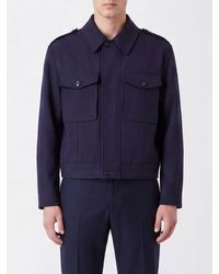 Emporio Armani - Single-Breasted Short Virgin Wool Coat With Epaulettes - Lyst