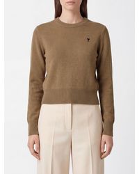 Ami Paris - Slim Fit Merino Wool Jumper With Embroidered Ami De Coeur Logo - Lyst