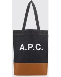 A.P.C. - Cotton Denim Tote Bag With Logo - Lyst