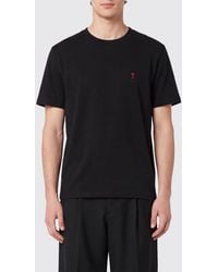Ami Paris - Long-Sleeved Organic Cotton T-Shirt With Embroidered Logo - Lyst