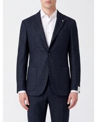Luigi Bianchi - Single-Breasted Virgin Wool And Silk Blazer With Lapels - Lyst