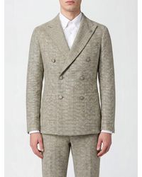 Tagliatore - Chevron Pattern Double-Breasted Blazer - Lyst
