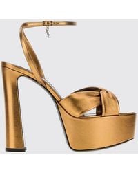 Saint Laurent - Franciane Satin Platform Sandals With High Heel - Lyst