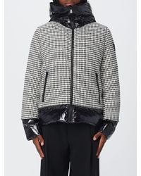 Pinko - Short Quilted Vichy Tweed And Nylon Down Jacket With Hood - Lyst