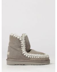 Mou - Eskimo Suede Ankle Boots With Contrast Stitching And Wool Lining - Lyst
