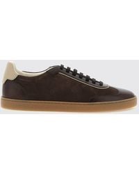 Brunello Cucinelli - Low Top Smooth And Suede Calfskin Sneakers - Lyst