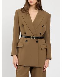 Twinset - Short Double-Breasted Crêpe Blazer With Adjustable Waist Belt - Lyst