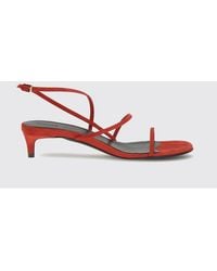 KHAITE - Suede Slingback Sandals With A Low Stiletto Heel And Open Toe - Lyst