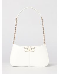 Elisabetta Franchi - Logo Faux Leather Shoulder Bag - Lyst