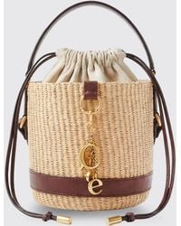 Chloé - Chlo&Eacute Charms Raffia And Leather Bucket Bag - Lyst
