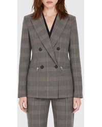 Patrizia Pepe - Prince Of Wales Check Double-Breasted Slim Fit Blazer With Zip Pockets - Lyst