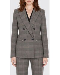 Patrizia Pepe - Prince Of Wales Check Double-Breasted Slim Fit Blazer With Zip Pockets - Lyst