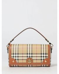 Burberry - Note Handtasche Aus Canvas Und Kariertem Leder - Lyst