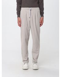 Brunello Cucinelli - Velvet Drawstring Trousers With A Medium Rise - Lyst