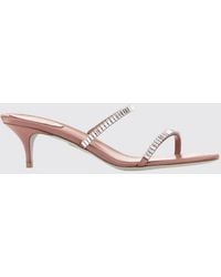 Rene Caovilla - Crystal-Embellished Satin Mules With Glitter Sole - Lyst