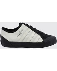 Y-3 - Canvas And Leather Low-Top Sneakers With Round Toe And Printed Logo - Lyst