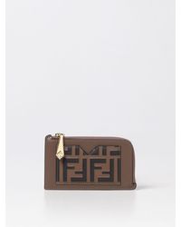 Fendi - Credit Card Holder In Leather With Ff Print - Lyst