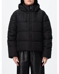 DISCLAIMER - Quilted Short Puffer Jacket With Hood And Funnel Neck - Lyst