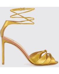Francesco Russo - Laminated Leather High-Heeled Sandals With Ankle Strap - Lyst