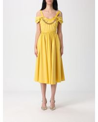 Elisabetta Franchi - Cotton Midi Dress - Lyst